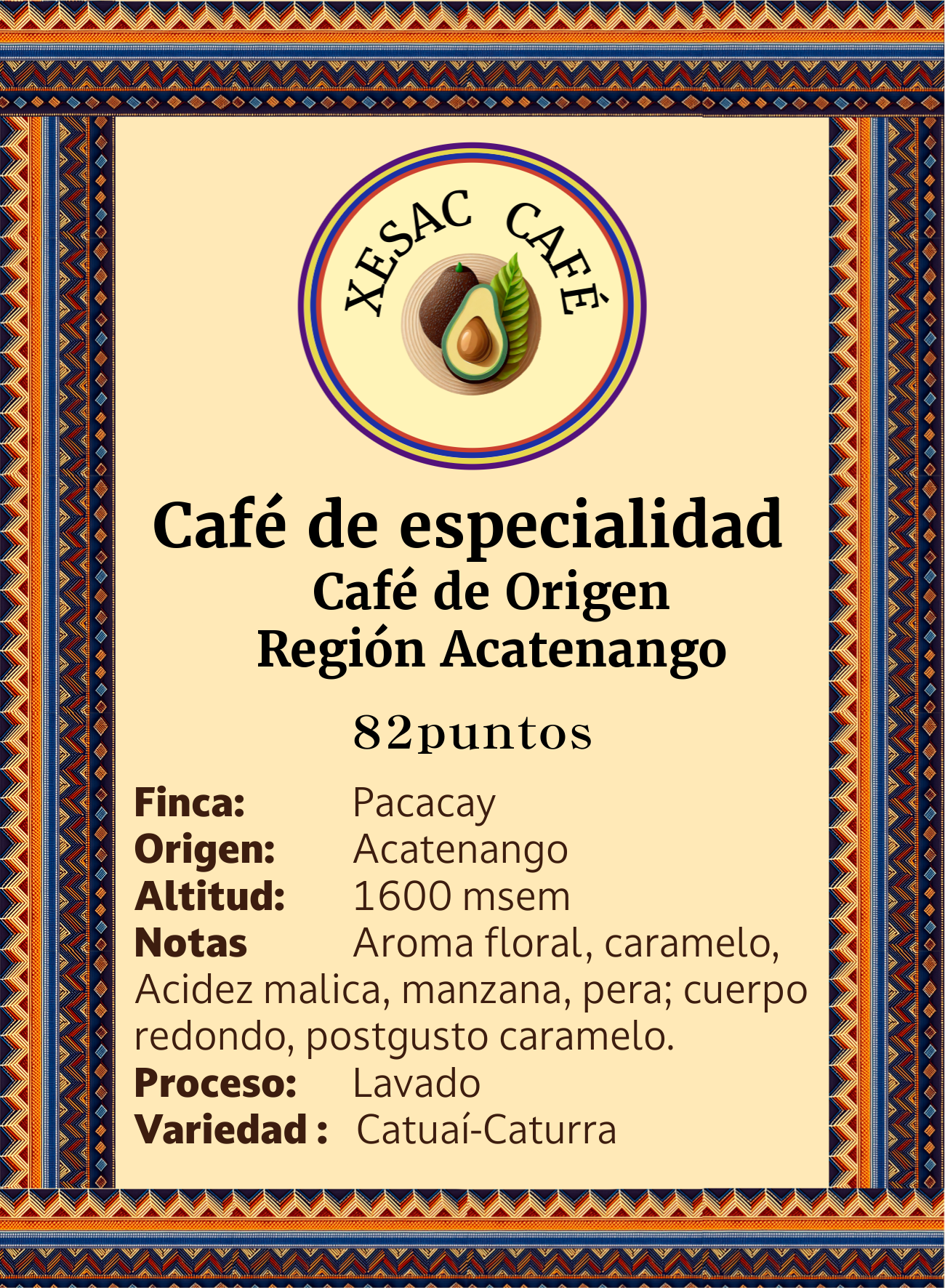 Pack de Degustación, Mediano, 5 variedades de 200 gramos, café de especialidad región Acatenango