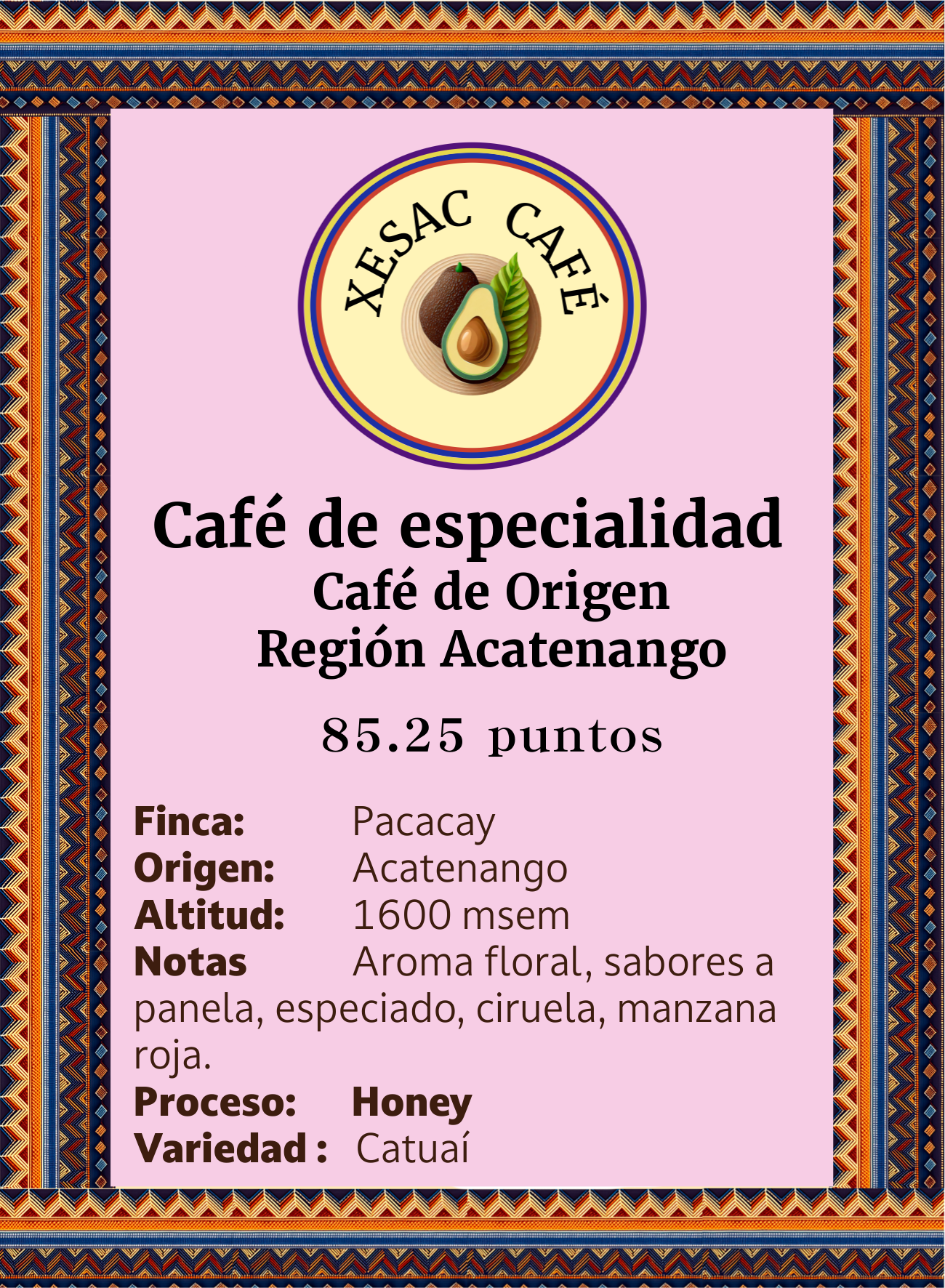 Pack de Degustación, Mediano, 5 variedades de 200 gramos, café de especialidad región Acatenango
