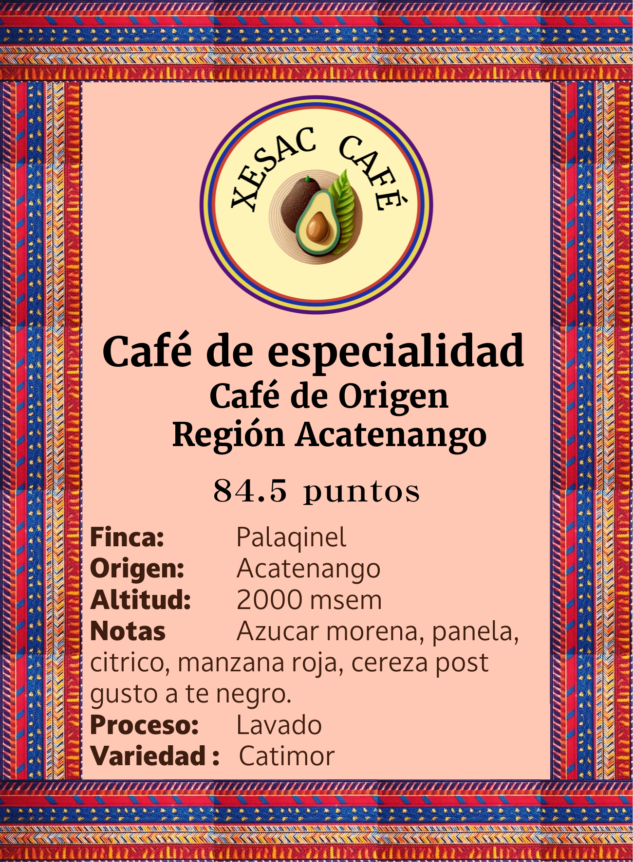 Pack de Degustación, Mediano, 5 variedades de 200 gramos, café de especialidad región Acatenango