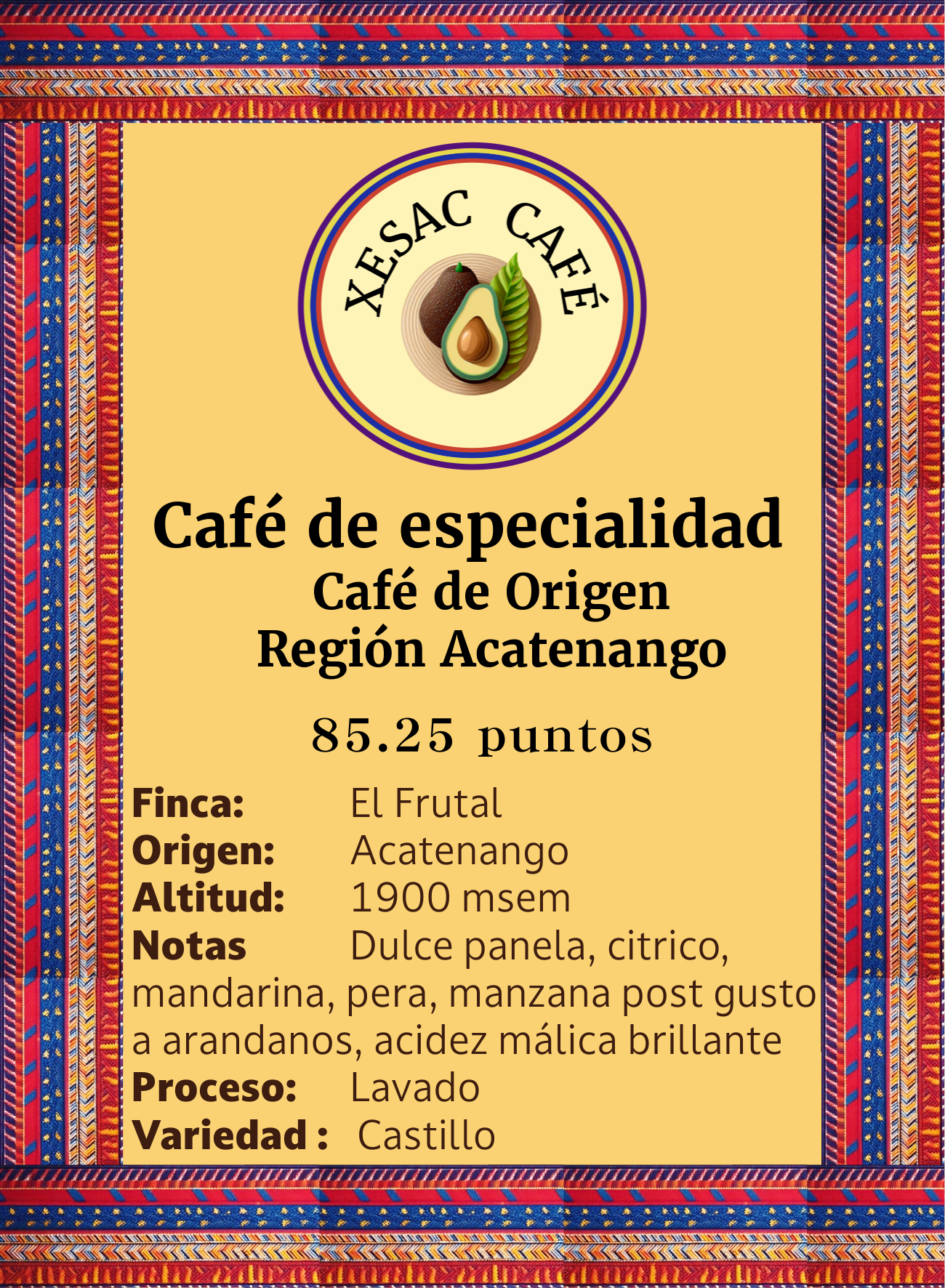 Pack de Degustación, Mediano, 5 variedades de 200 gramos, café de especialidad región Acatenango