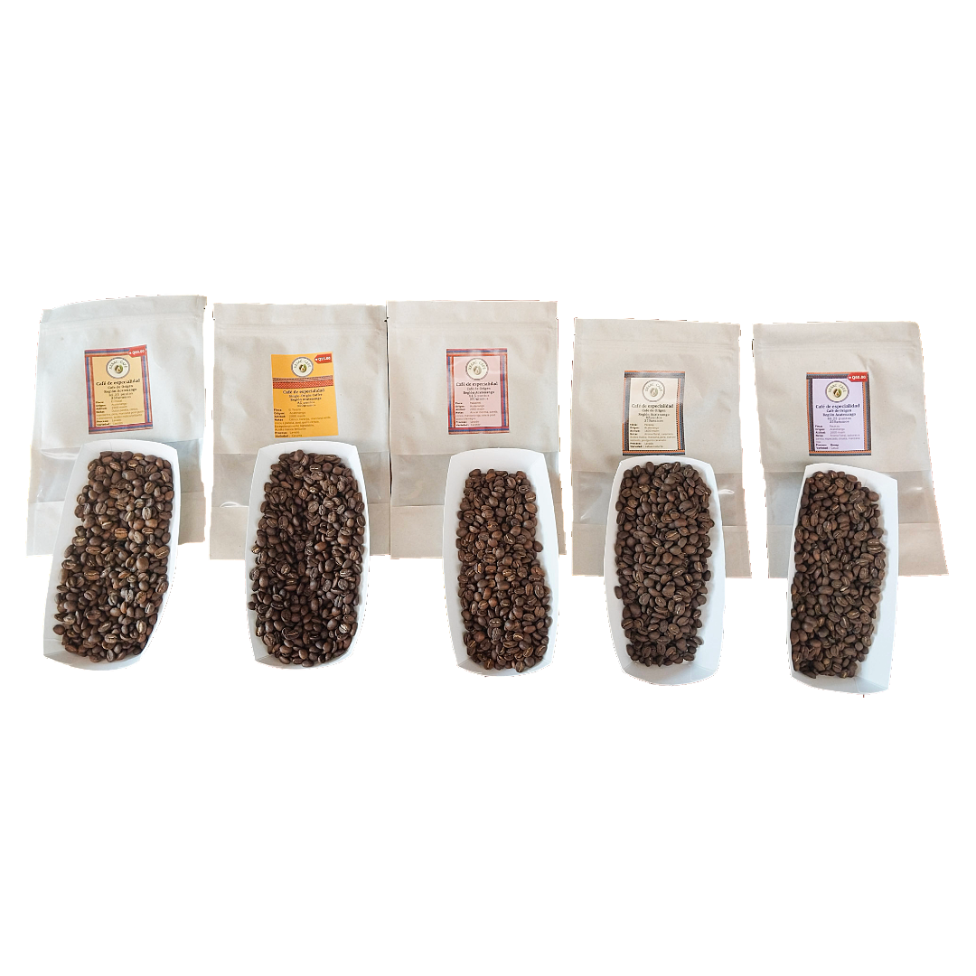Pack de Degustación, Mediano, 5 variedades de 200 gramos, café de especialidad región Acatenango